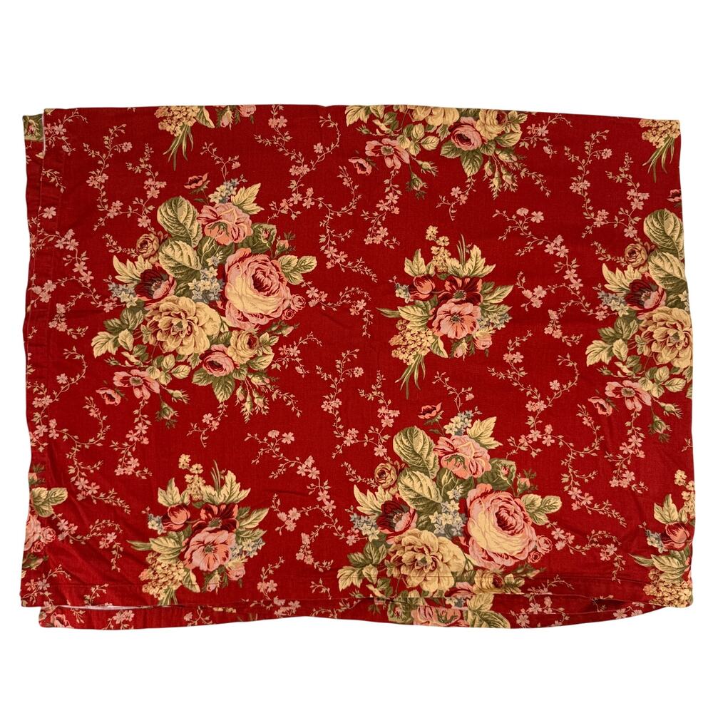 Waverly Home Ballad Bouquet Red Rose Floral Tablecloth 67 x 100 Cotton Rectangle